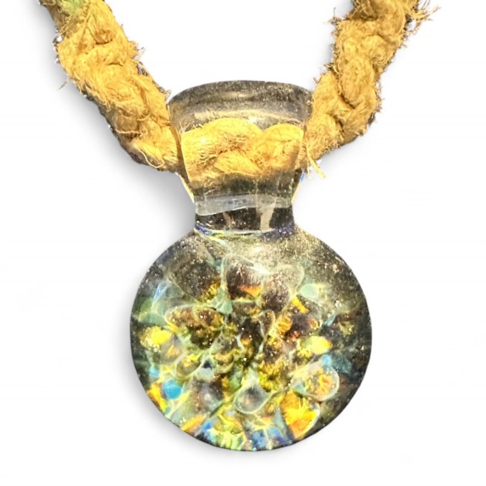 Vintage 90s Glass pendant Hemp Necklace
